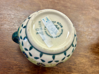 Multicolor Boleslawiec Green Daisy Sugar & Creamer, 3 1/4"
