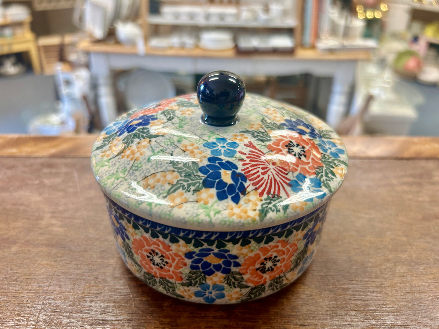 Multicolor UNIKAT Polish Pottery Canister, 5"