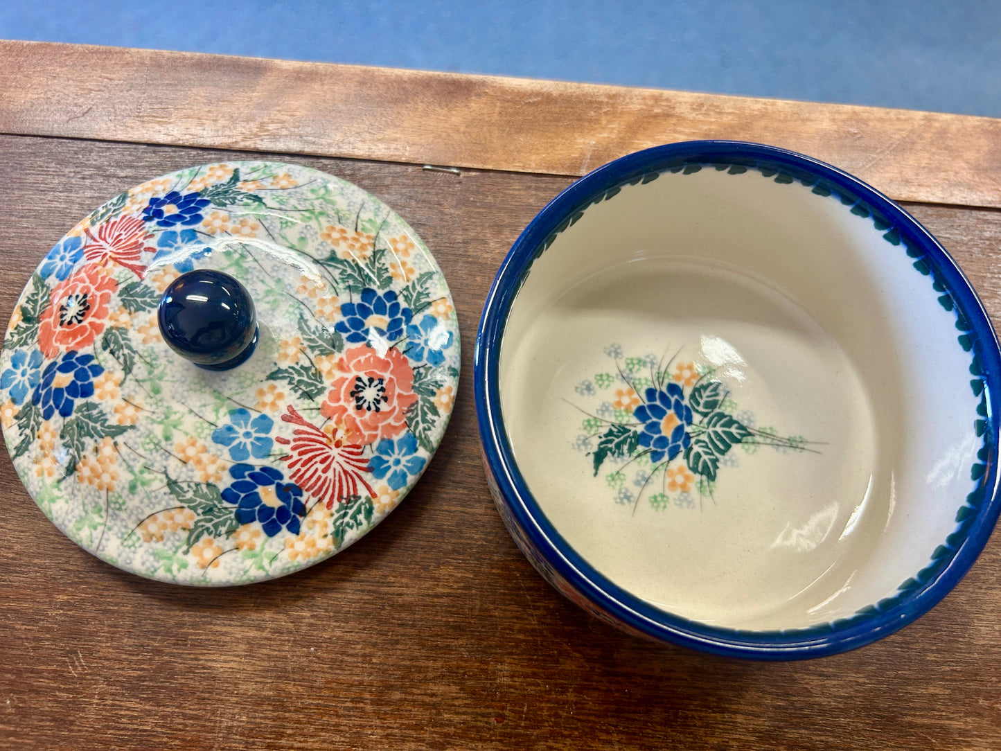 Multicolor UNIKAT Polish Pottery Canister, 5"