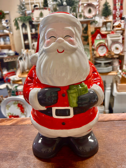 Threshold Santa cookie jar, glossy white beard and red coat with green mittens
