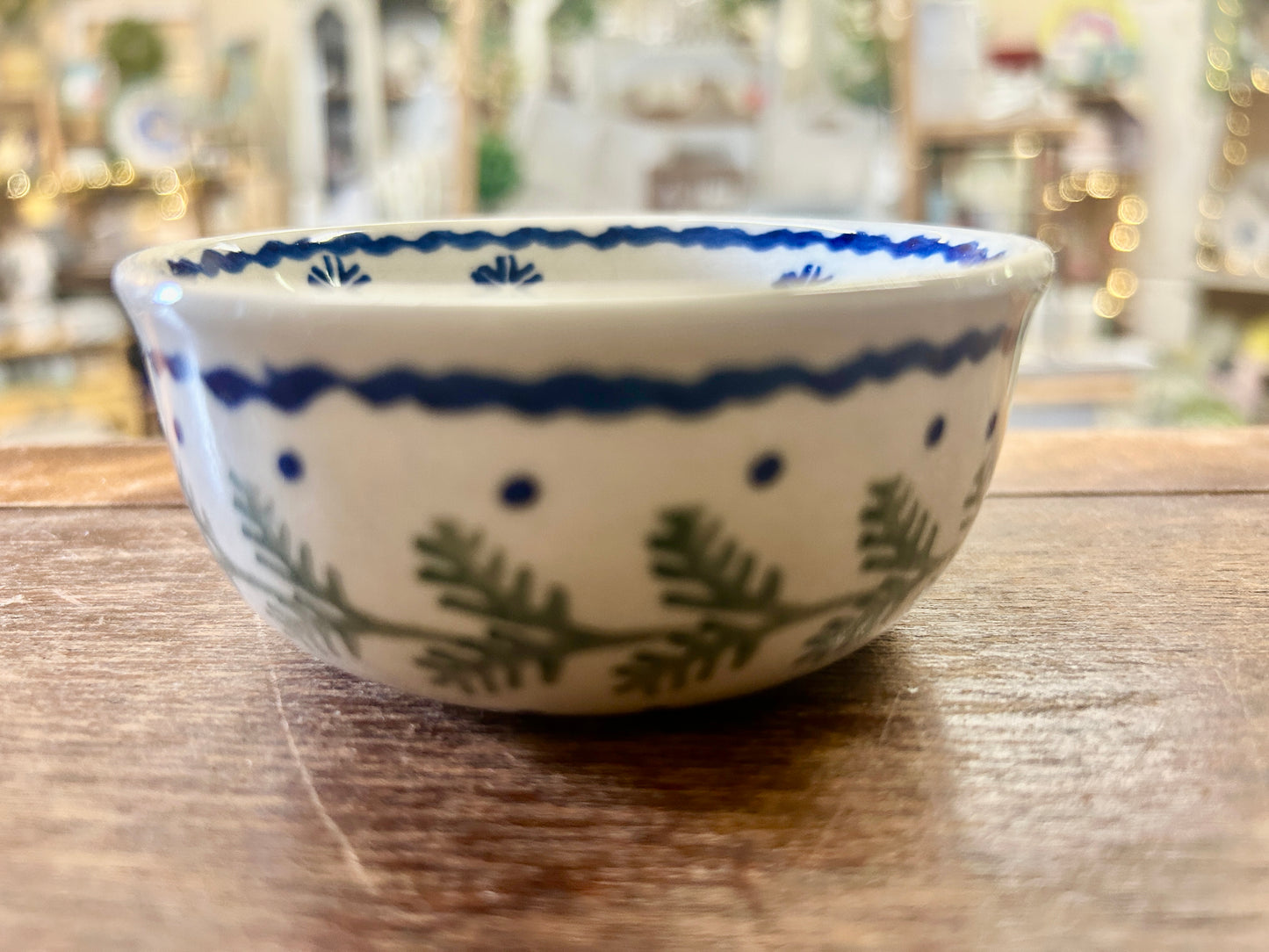 Blue & Green Manufaktura Polish Pottery Bowl Tree Snowflake, 3 3/4"