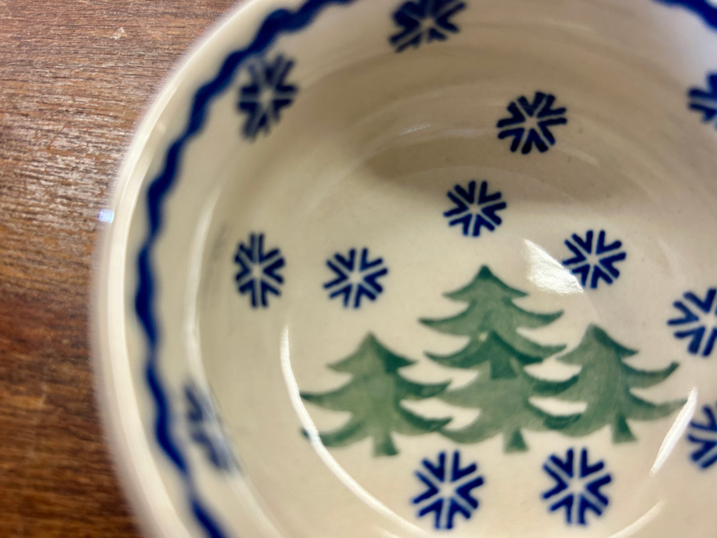 Blue & Green Manufaktura Polish Pottery Bowl Tree Snowflake, 3 3/4"