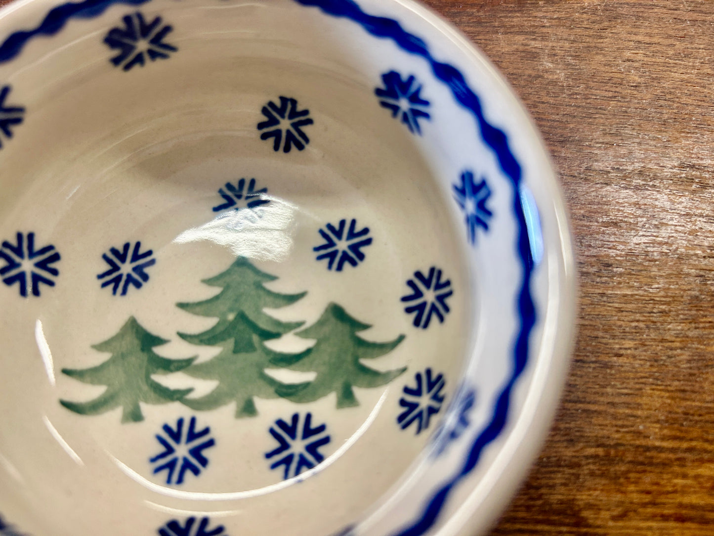 Blue & Green Manufaktura Polish Pottery Bowl Tree Snowflake, 3 3/4"