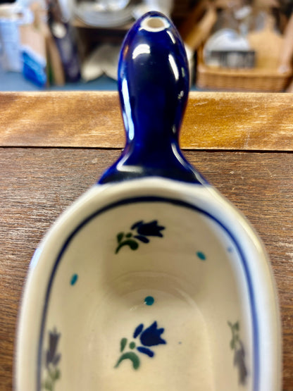 Blue & White  Polish Pottery Scoop, 5 1/2"