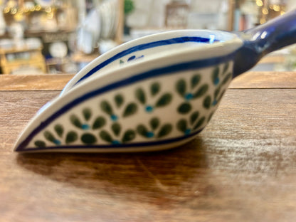 Blue & White  Polish Pottery Scoop, 5 1/2"