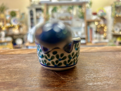 Blue & White  Polish Pottery Scoop, 5 1/2"