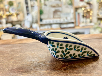 Blue & White  Polish Pottery Scoop, 5 1/2"