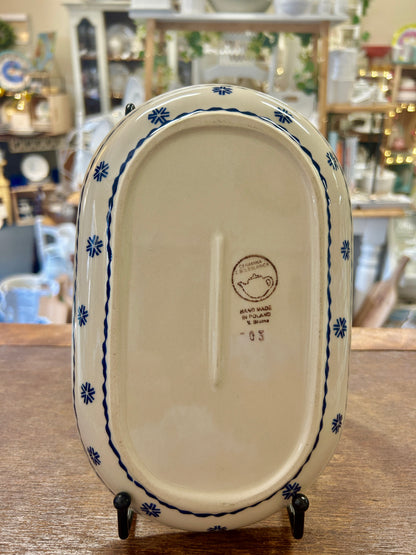 Multicolor Boleslawiec Polish Pottery Reindeer Oval, 9 1/4"