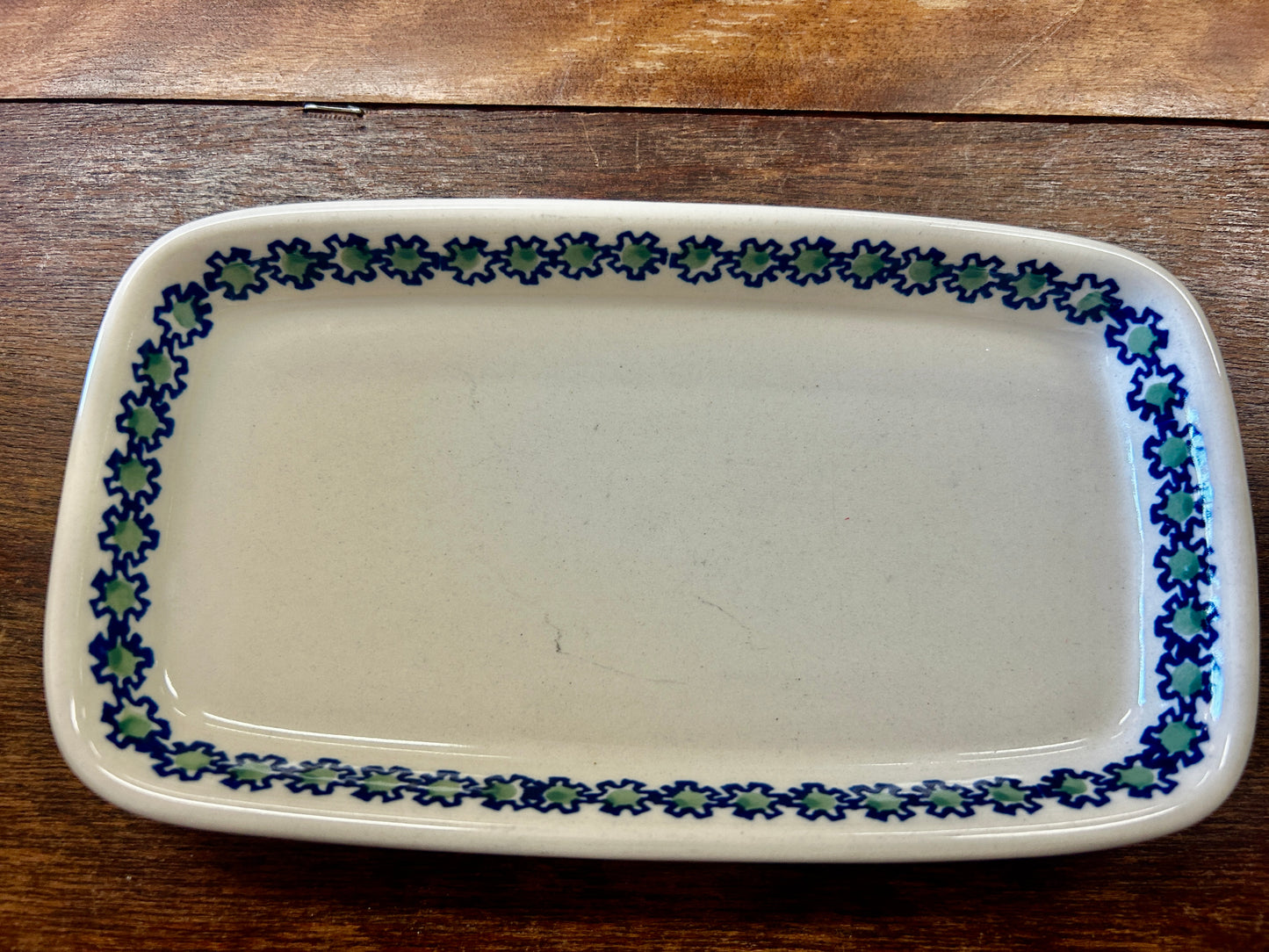 Multicolor Boleslawiec Blue Rose Butter Dish, 7 1/2"