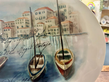Multicolor Effetti Home Oval Boat Postcard Platter Italy, 16"