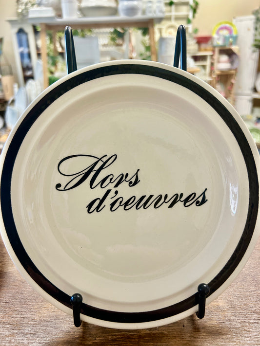 Black & White  Hors D'oeuvres Plate, 7 3/4"