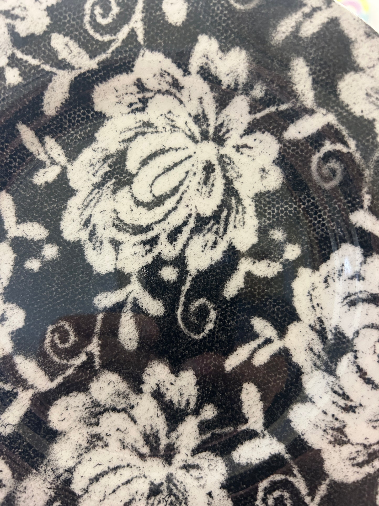 Crate & Barrel Kate Lace Black & White Plate, 8 1/2"