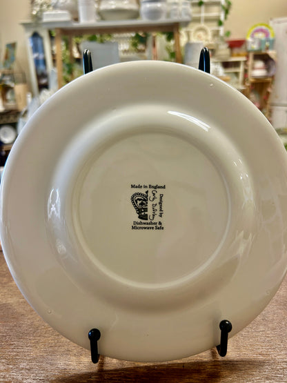 Crate & Barrel Kate Lace Black & White Plate, 8 1/2"