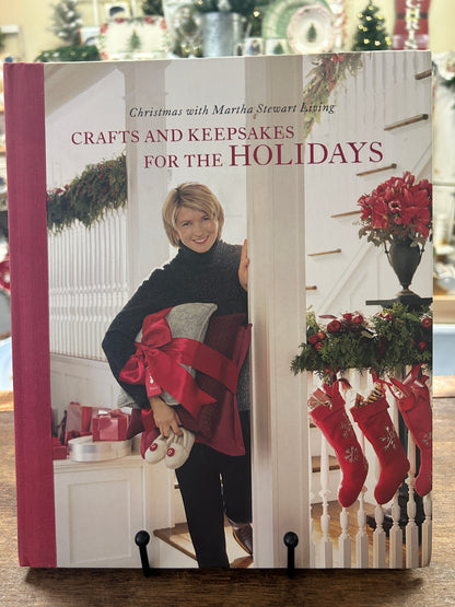 Holiday crafts keepsakes hardcover book with red ribbon gift cover photo of woman