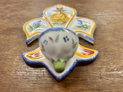 Multicolor Quimper Fleur de Lis Holy Water Font, 5 1/4"