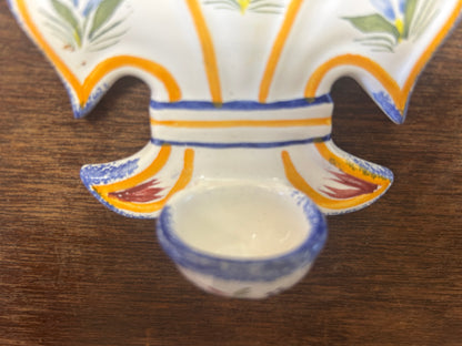 Multicolor Quimper Fleur de Lis Holy Water Font, 5 1/4"