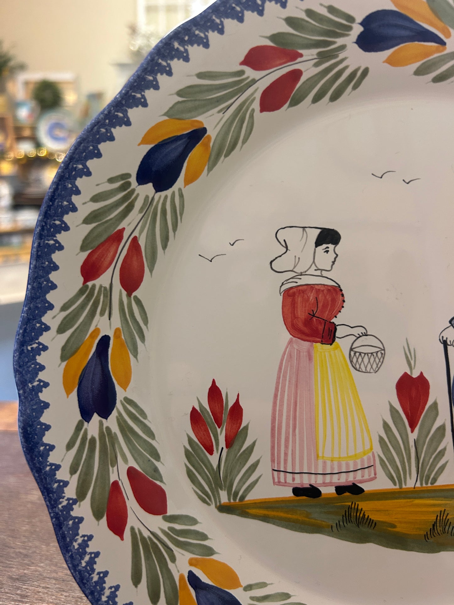 Multicolor Quimper Breton Peasants Plate, 10"