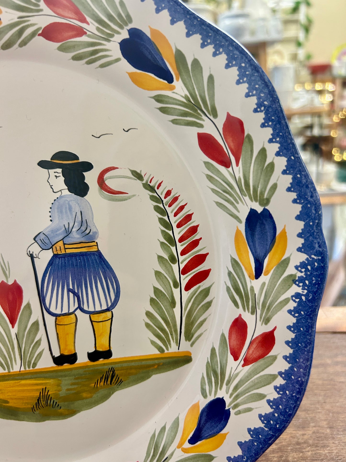 Multicolor Quimper Breton Peasants Plate, 10"
