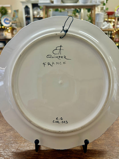 Multicolor Quimper Breton Peasants Plate, 10"
