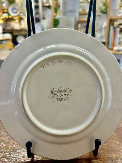 Multicolor Quimper Breton Woman Plate France, 7"