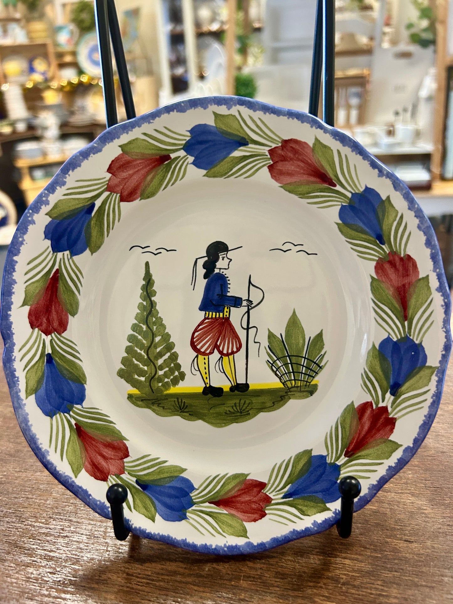 Multicolor Quimper Breton Man Plate France, 7"