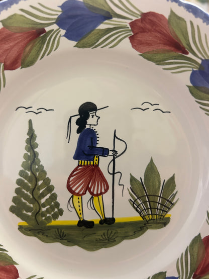 Multicolor Quimper Breton Man Plate France, 7"