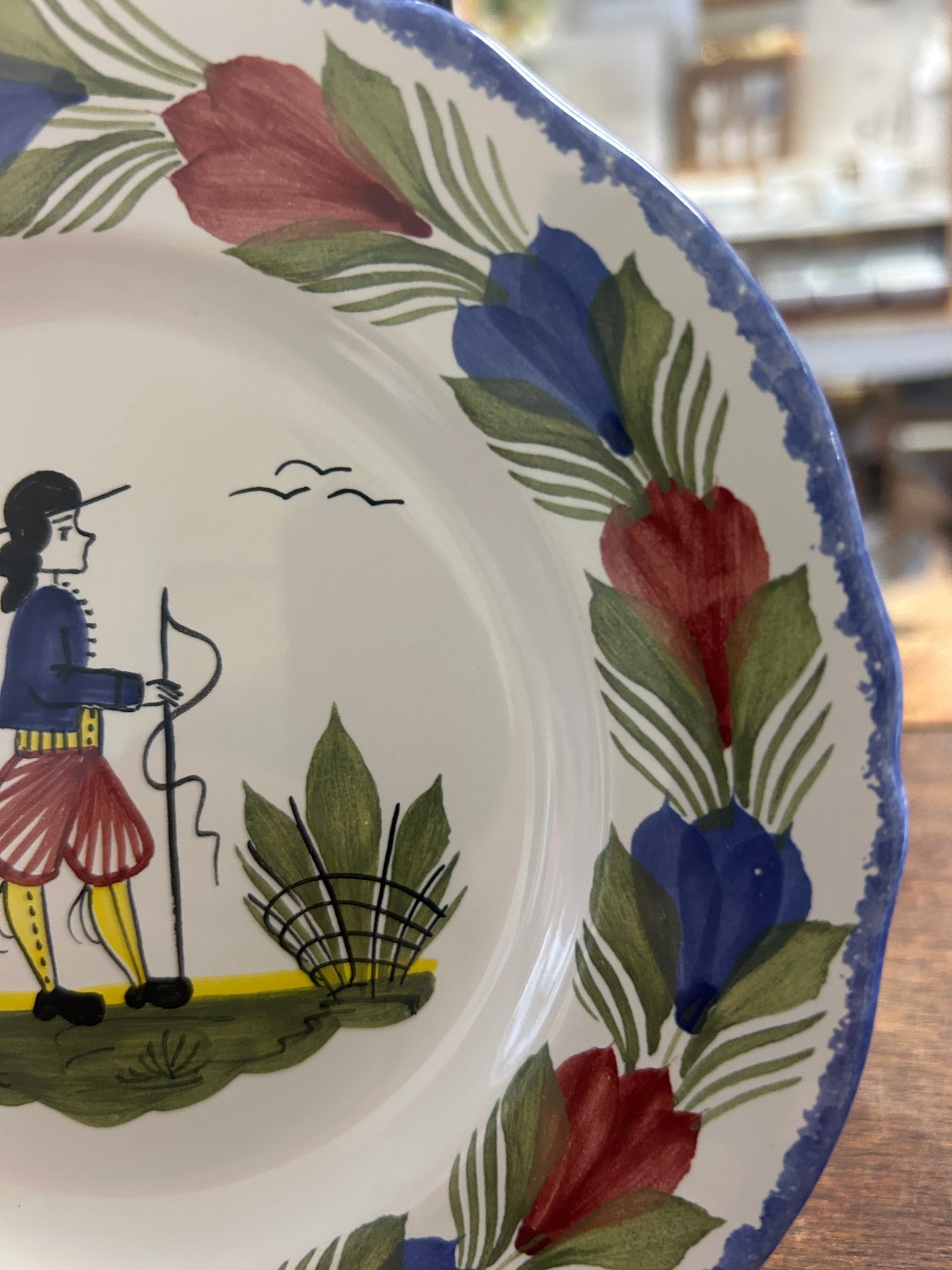 Multicolor Quimper Breton Man Plate France, 7"