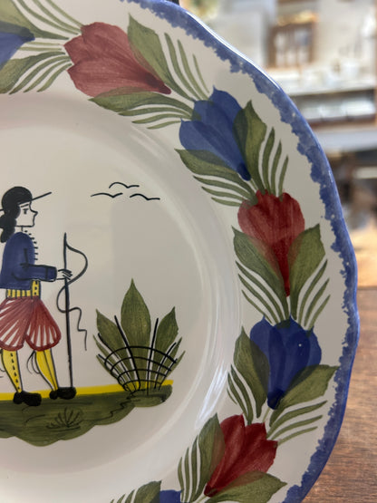 Multicolor Quimper Breton Man Plate France, 7"