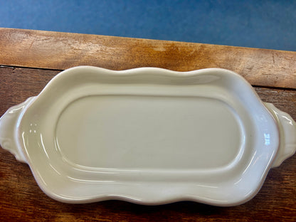 Cream Longaberger Butter Dish Leaf, 8 3/4"