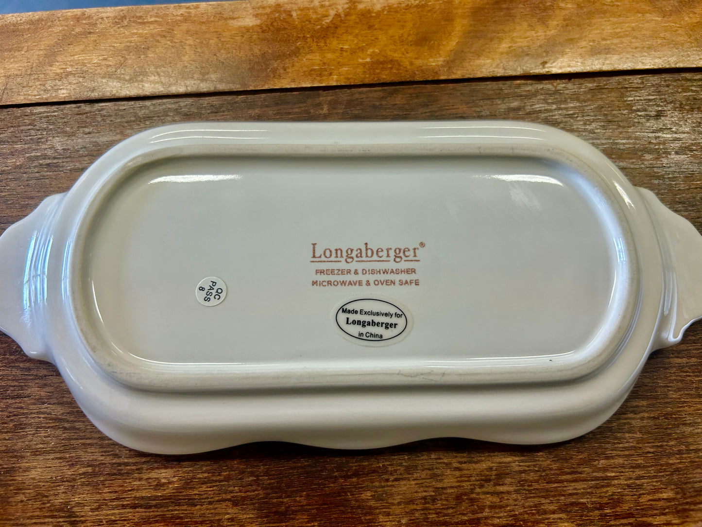 Cream Longaberger Butter Dish Leaf, 8 3/4"