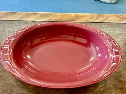 Longaberger Cranberry Oval Bowl, 11"