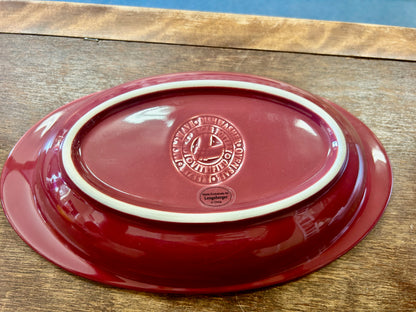 Longaberger Cranberry Oval Bowl, 11"