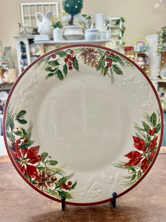 Red Green White Longaberger Pine Cone Plate, 11 1/4"
