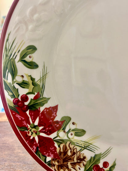 Red Green White Longaberger Pine Cone Plate, 11 1/4"