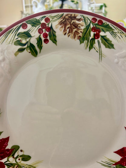 Red Green White Longaberger Pine Cone Plate, 11 1/4"