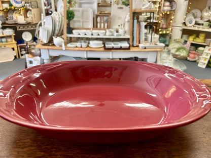 Longaberger Cranberry Oval Bowl, 13"