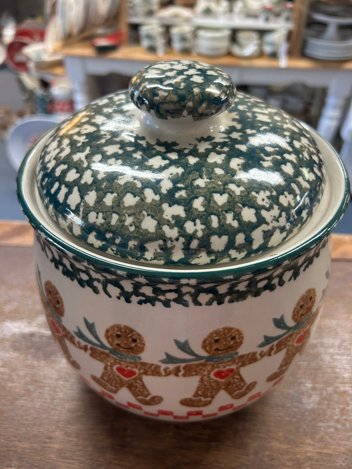 Red Green White Tienshan Gingerbread Man Cookie Jar, 8 1/2"