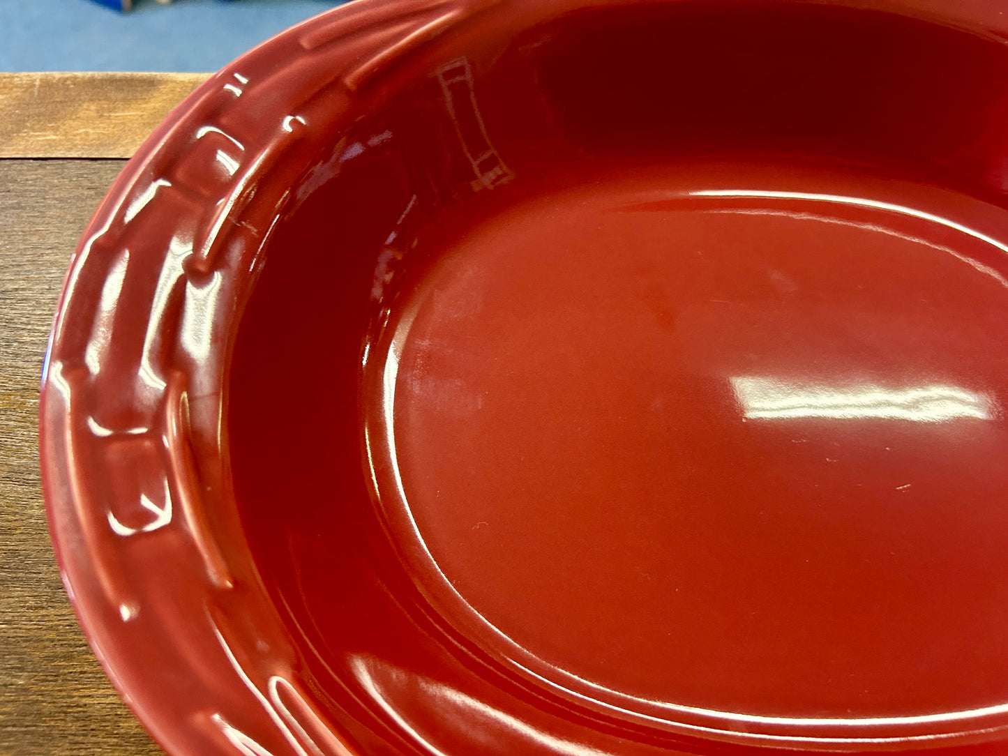 Longaberger Cranberry Oval Bowl, 13"