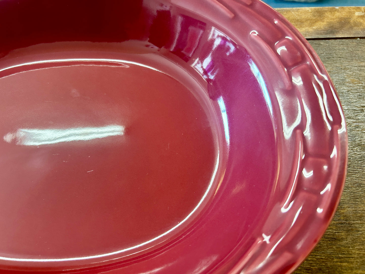 Longaberger Cranberry Oval Bowl, 13"