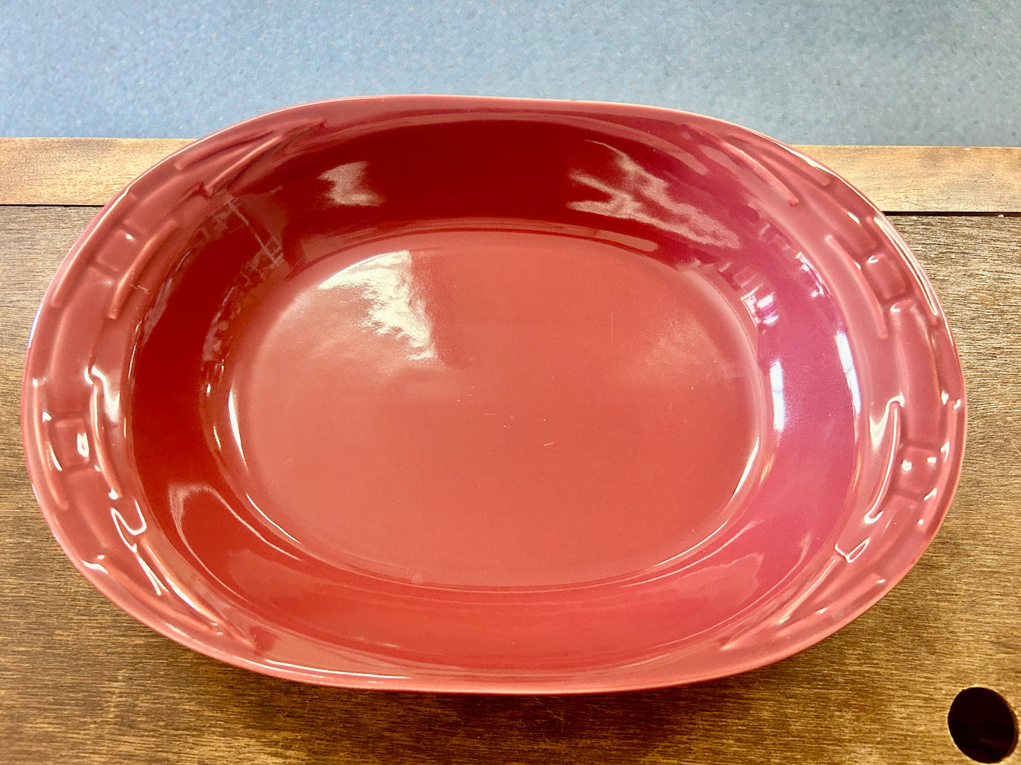 Longaberger Cranberry Oval Bowl, 13"