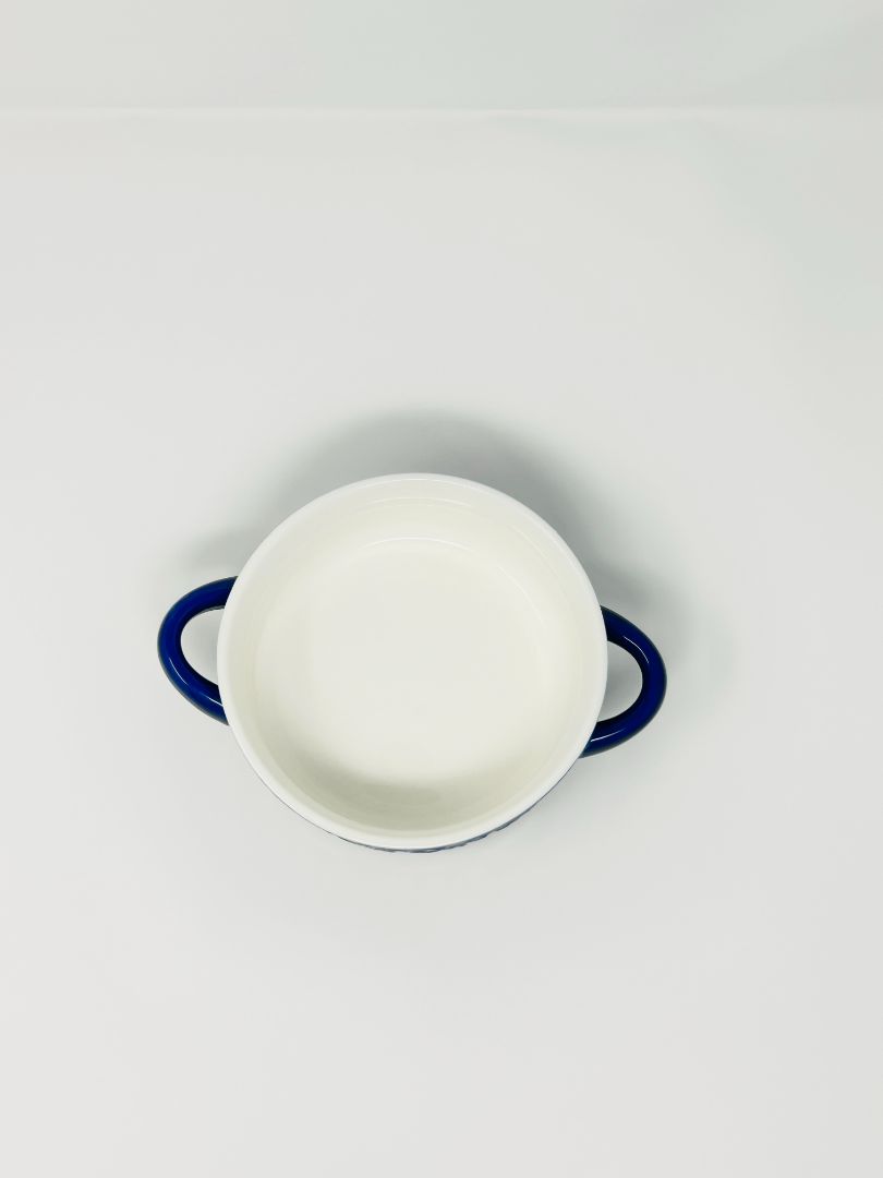 Blue  Blue Scroll Bowl 2 Handles, 7 1/2"