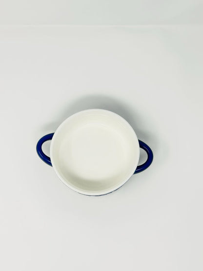 Blue  Blue Scroll Bowl 2 Handles, 7 1/2"
