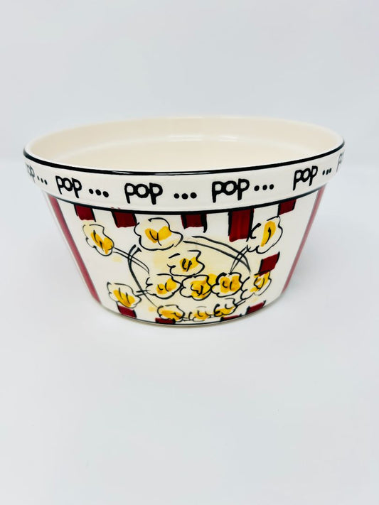Red Tabletops Unlimited Popcorn Red Striped Bowl, 7" x 3 1/2"