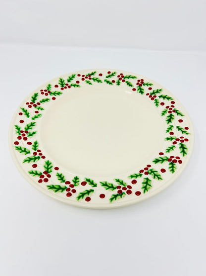 Red Green White Sonoma Holly & Berries Cream Plate, 11"