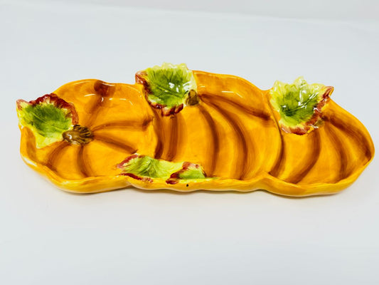 Orange  Pumpkin 3 Section Platter, 13"