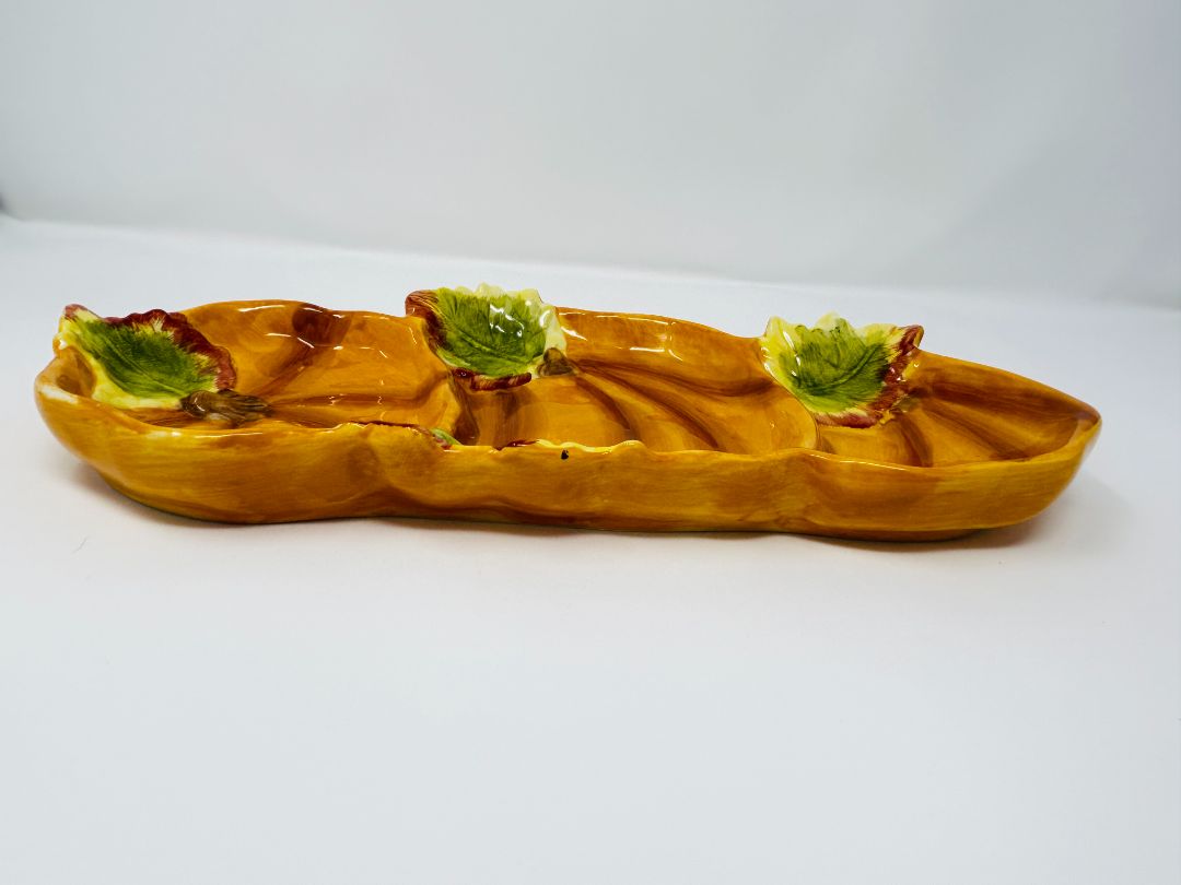 Orange  Pumpkin 3 Section Platter, 13"