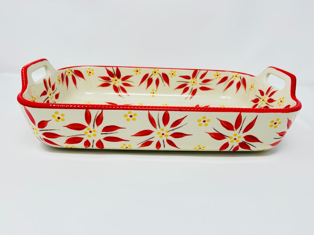 Red Temptations Old World Rectangle Baker Handles, 3 QT