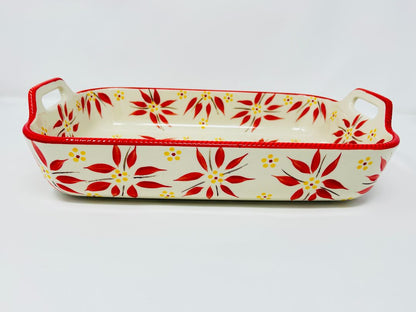 Red Temptations Old World Rectangle Baker Handles, 3 QT
