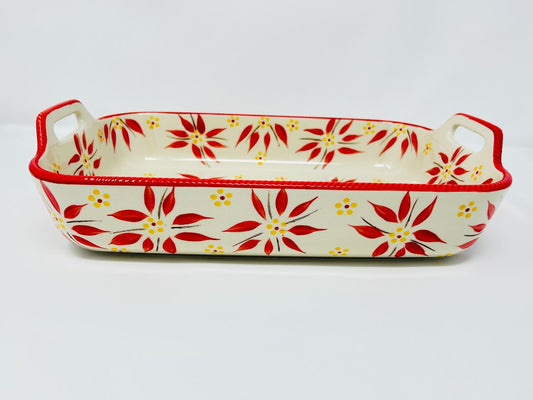 Red Temptations Old World Rectangle Baker Handles, 3 QT
