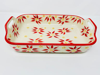 Red Temptations Old World Rectangle Baker Handles, 3 QT